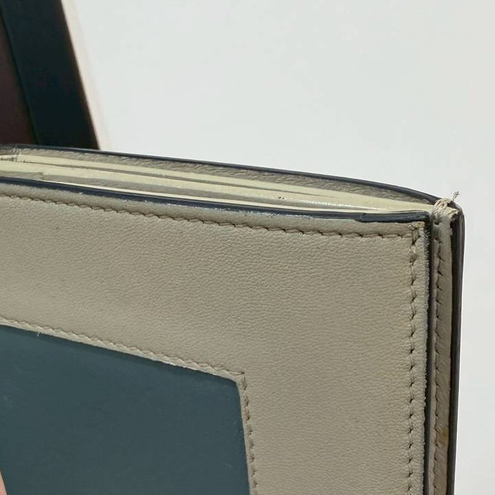 CELINE 賽琳 經典 Continental 小牛皮 暗釦 中夾 皮夾 錢包 皮包 卡夾（米/藍灰色）-11