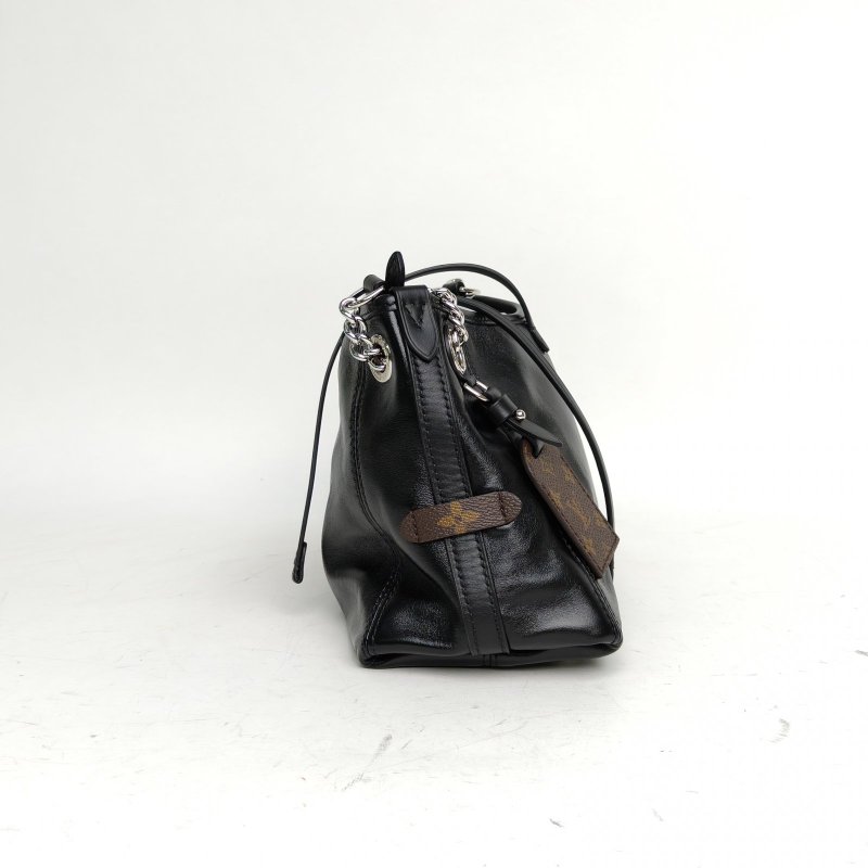 LOUIS VUITTON CARRYALLBB黑色羊皮銀扣晶片肩背包-3