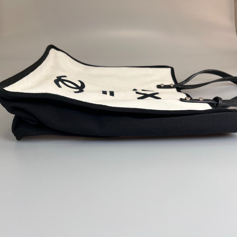 CHANEL 白數字口哨帆布托特包 20開-2