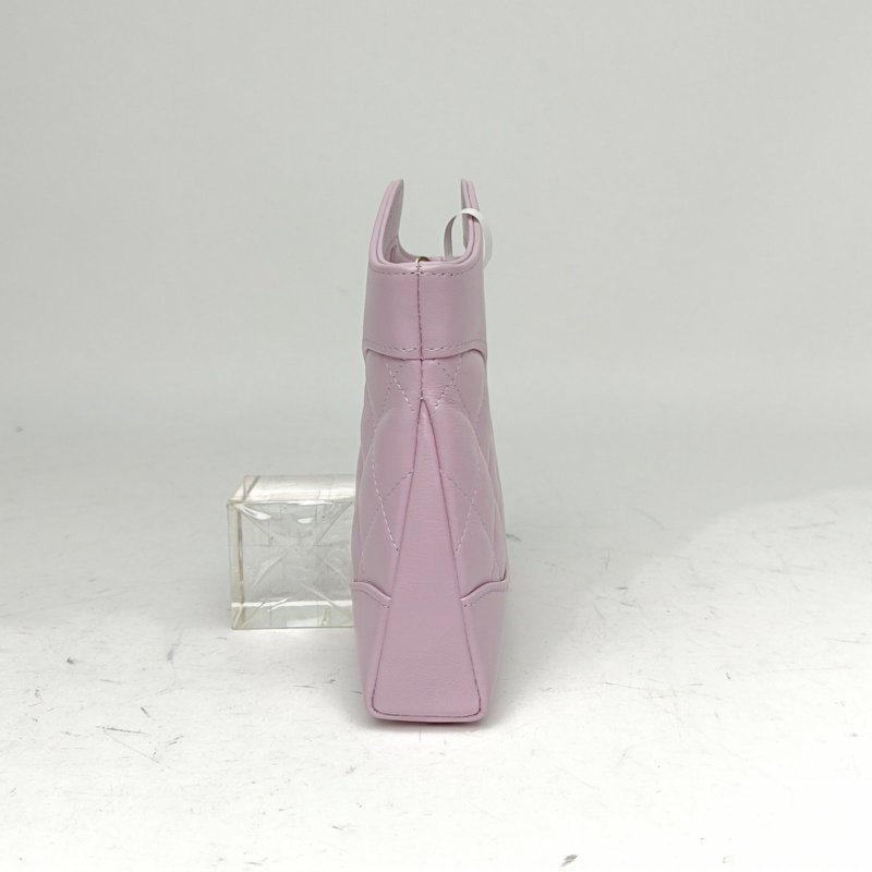 CHANEL 31BagNano橫版20.5紫色羊皮鐳射標金扣肩背包-1