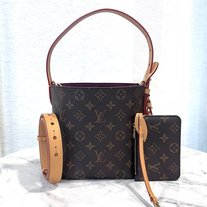 LV原花金釦All in BB手提斜背水桶包M12925-0