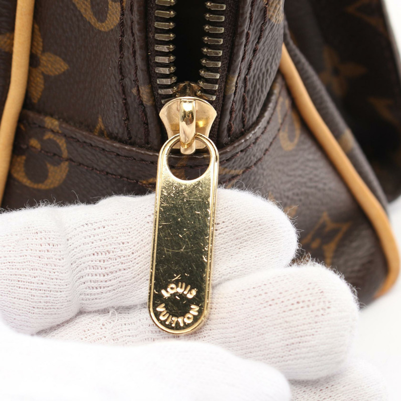 棕色 原花帆布 Manhattan PM 手提包【LOUIS VUITTON LV 路易威登】 M40026-9