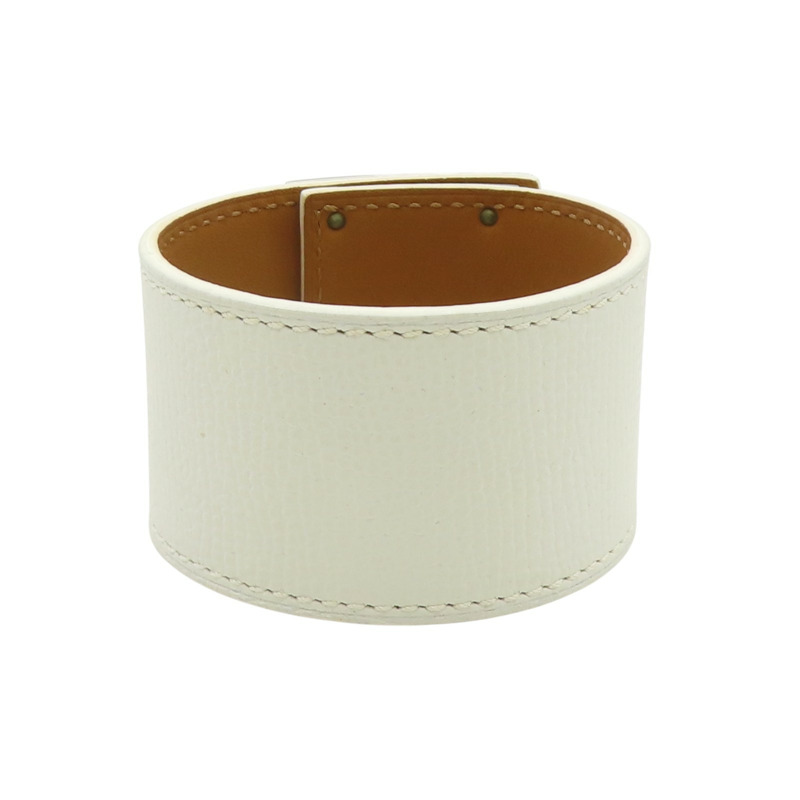 白色 Epsom牛皮 銀色鍍金 Kelly Dog 手環【HERMES 愛馬仕】-1