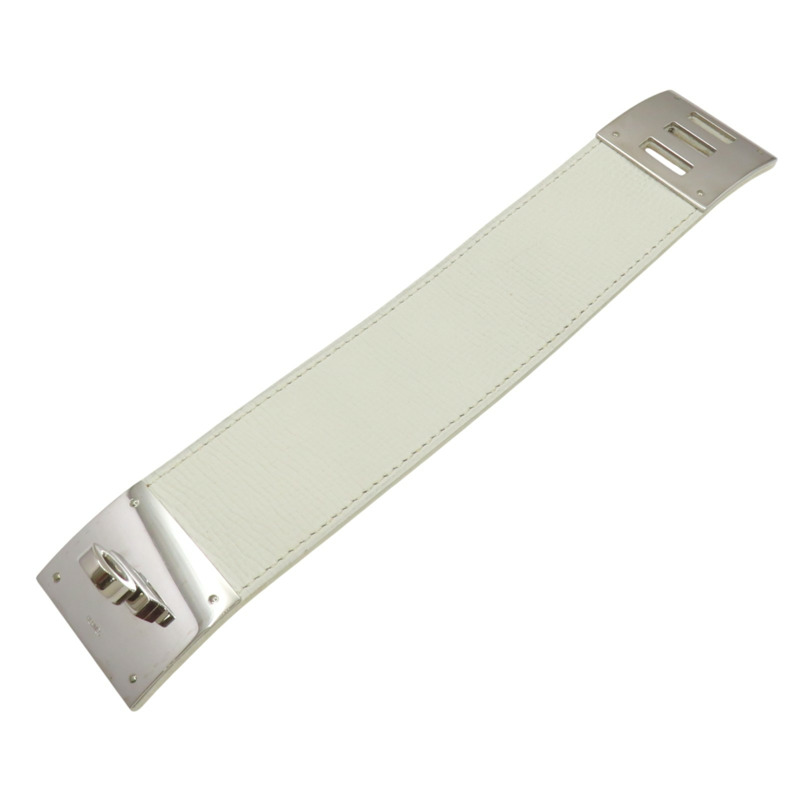 白色 Epsom牛皮 銀色鍍金 Kelly Dog 手環【HERMES 愛馬仕】-4