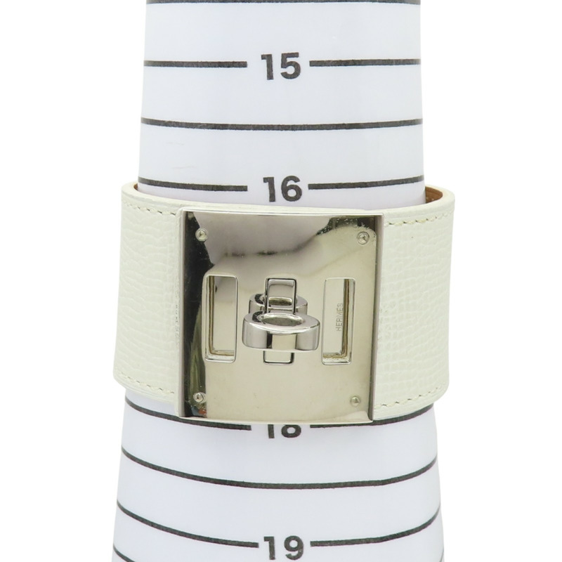 白色 Epsom牛皮 銀色鍍金 Kelly Dog 手環【HERMES 愛馬仕】-11