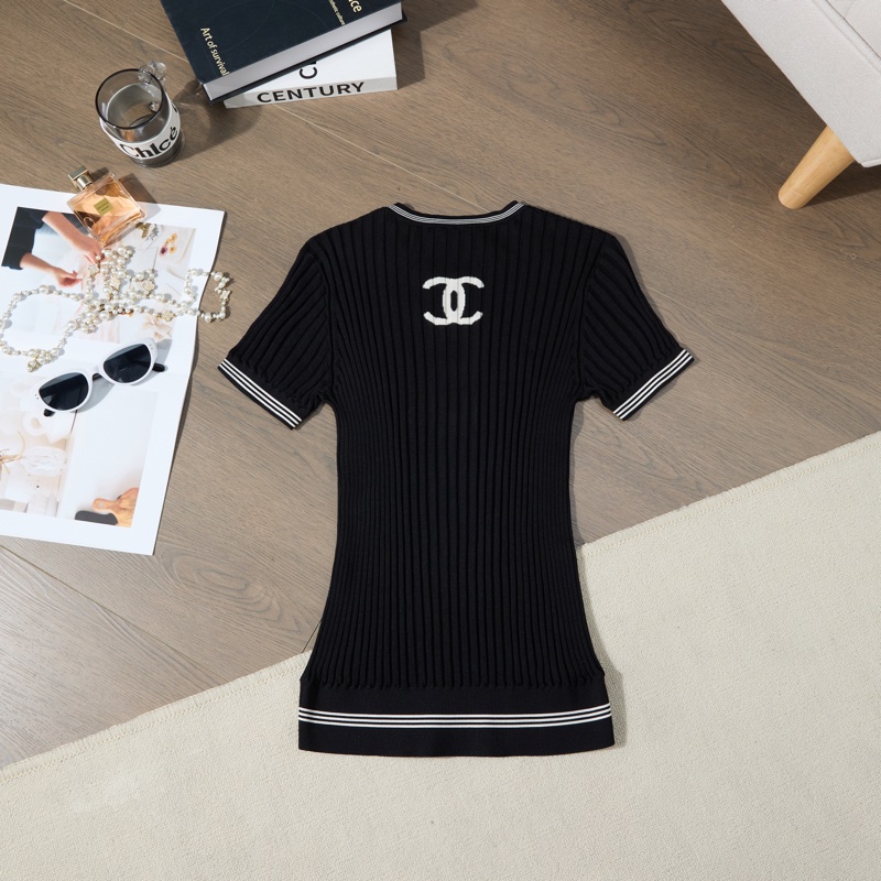 CHANEL黑色針織短袖-3