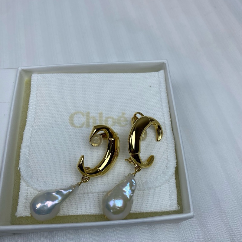 Celine 夾耳環 師字型金色設計配珍珠貝母 簡潔奢華 優雅美麗-2