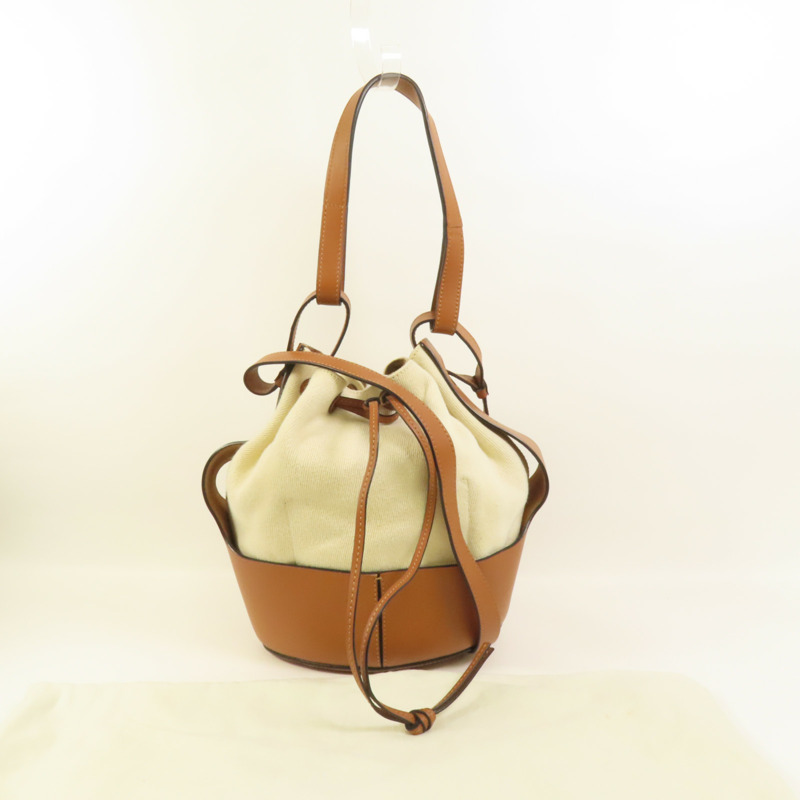 LOEWE 牛皮皮革/帆布Balloon手挽肩背兩用肩背袋-8