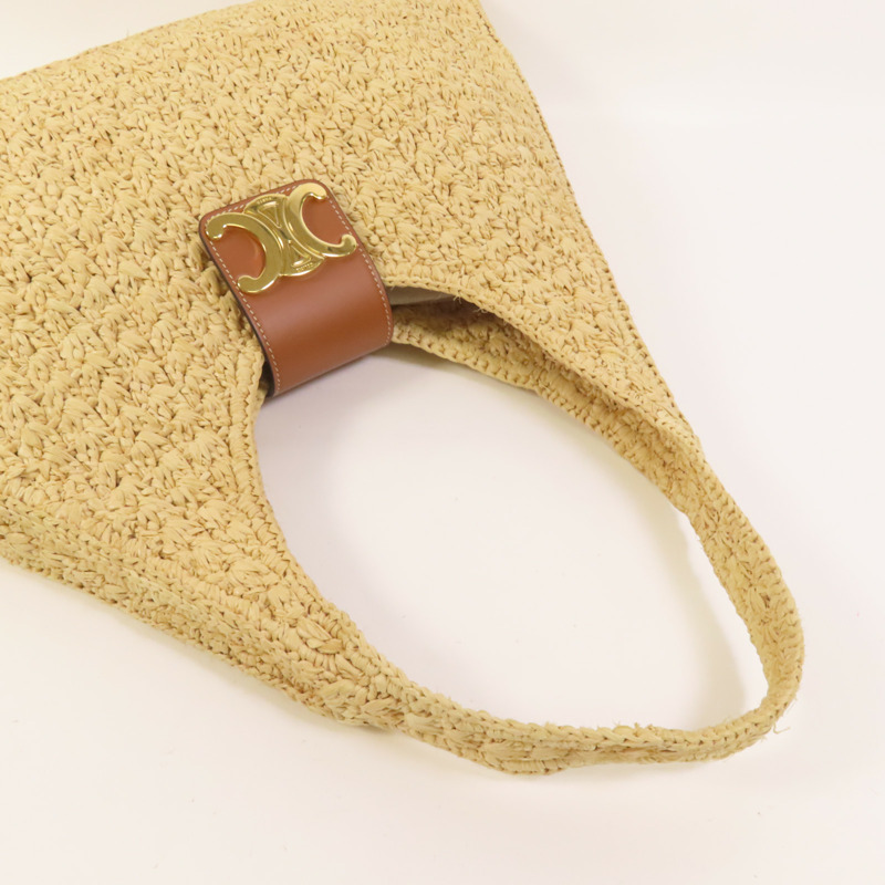 CELINE Raffia牛皮皮革 Cabas Triangle肩背袋-5
