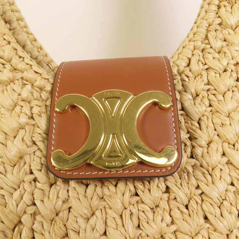 CELINE Raffia牛皮皮革 Cabas Triangle肩背袋-6