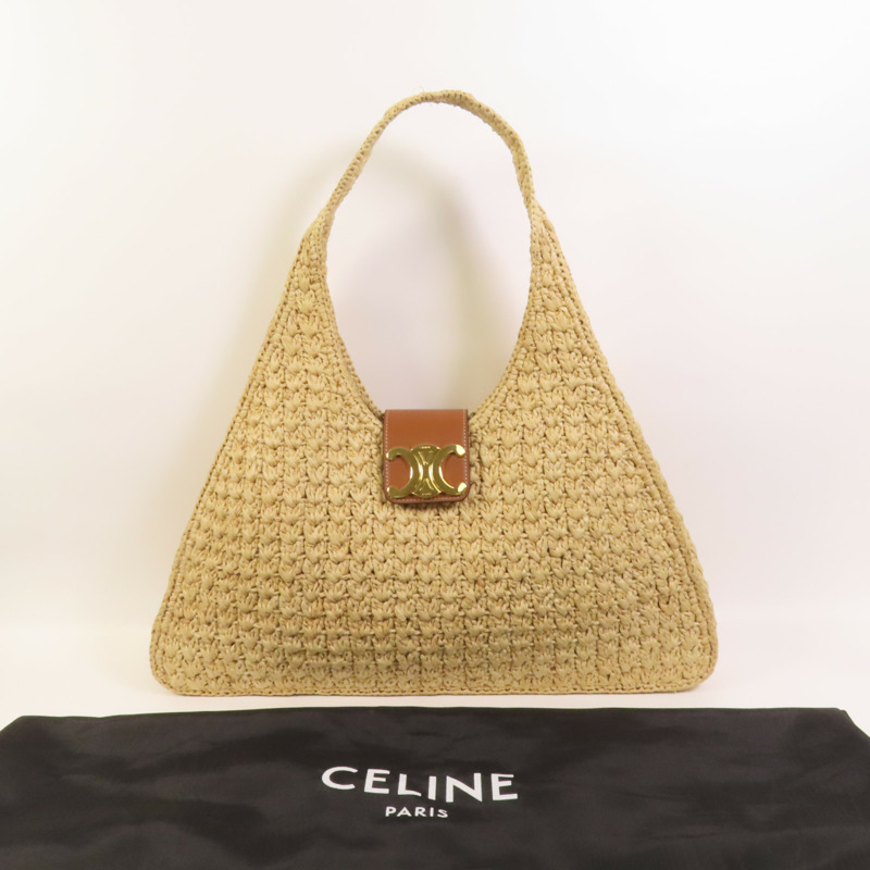 CELINE Raffia牛皮皮革 Cabas Triangle肩背袋-8
