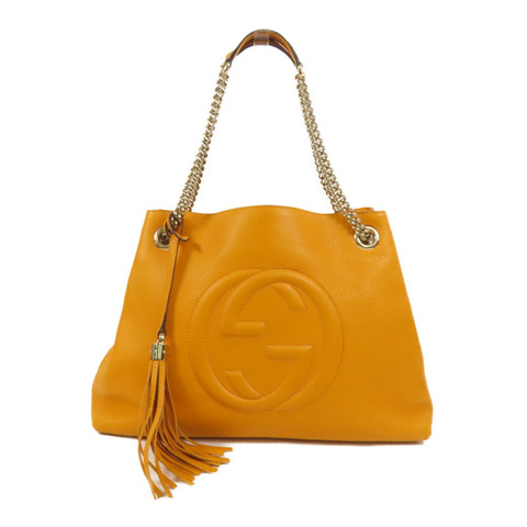 GUCCI 牛皮皮革 Soho Tote Bag鏈帶肩背袋