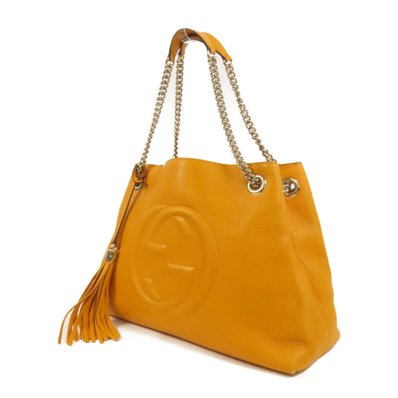 GUCCI 牛皮皮革 Soho Tote Bag鏈帶肩背袋-2