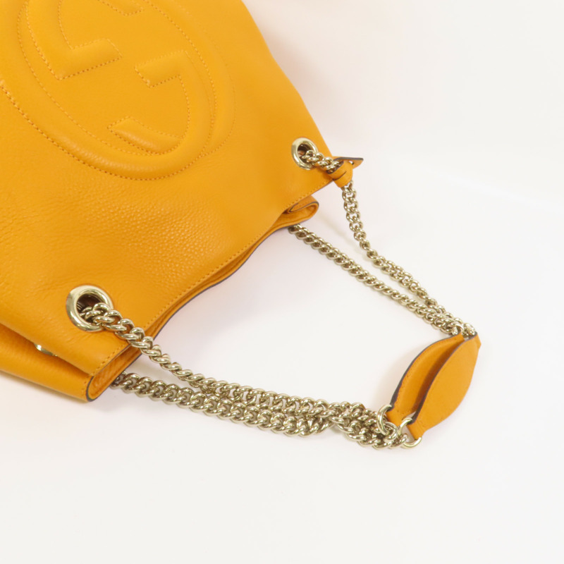 GUCCI 牛皮皮革 Soho Tote Bag鏈帶肩背袋-4