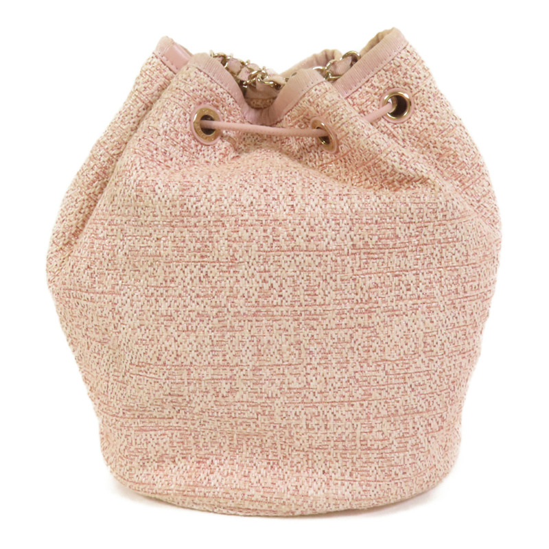 CHANEL 帆布Deauville Drawstring Bag鏈帶肩背袋-1