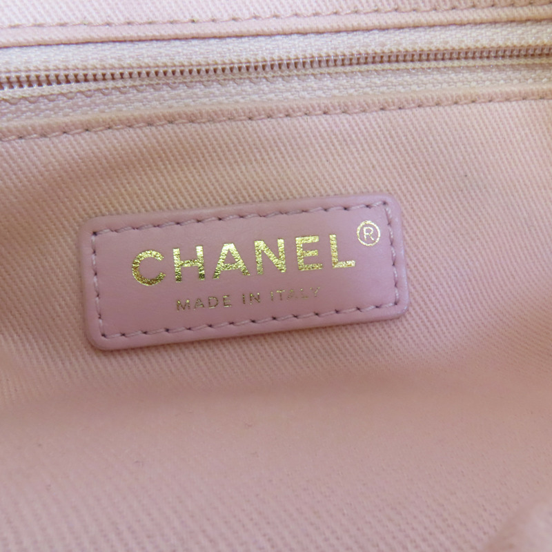 CHANEL 帆布Deauville Drawstring Bag鏈帶肩背袋-7