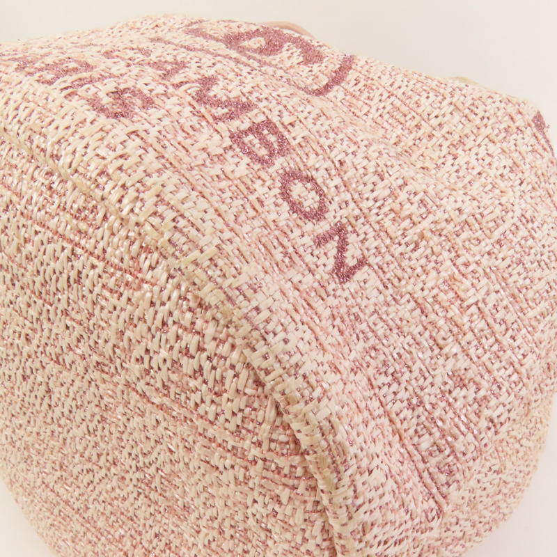 CHANEL 帆布Deauville Drawstring Bag鏈帶肩背袋-12