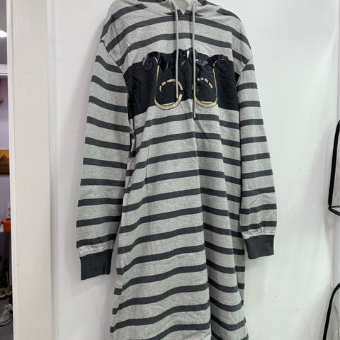 HERMES 愛馬仕 條紋連帽洋裝 34碼