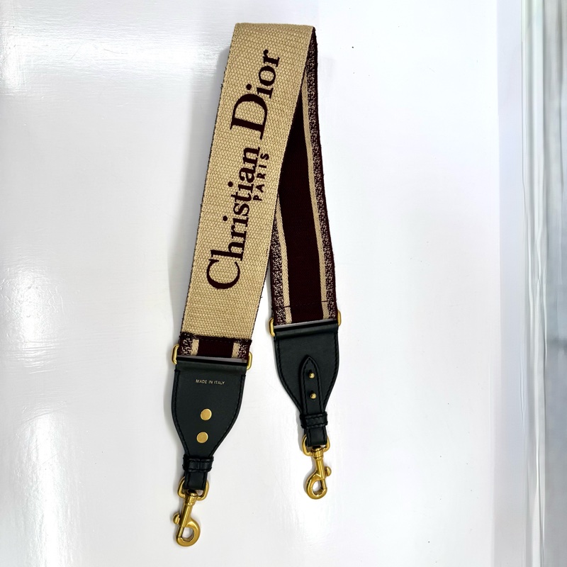 DIOR 迪奧 酒紅色帆布小皮件肩背帶-0