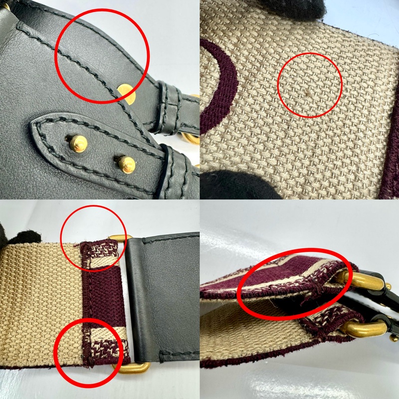 DIOR 迪奧 酒紅色帆布小皮件肩背帶-5