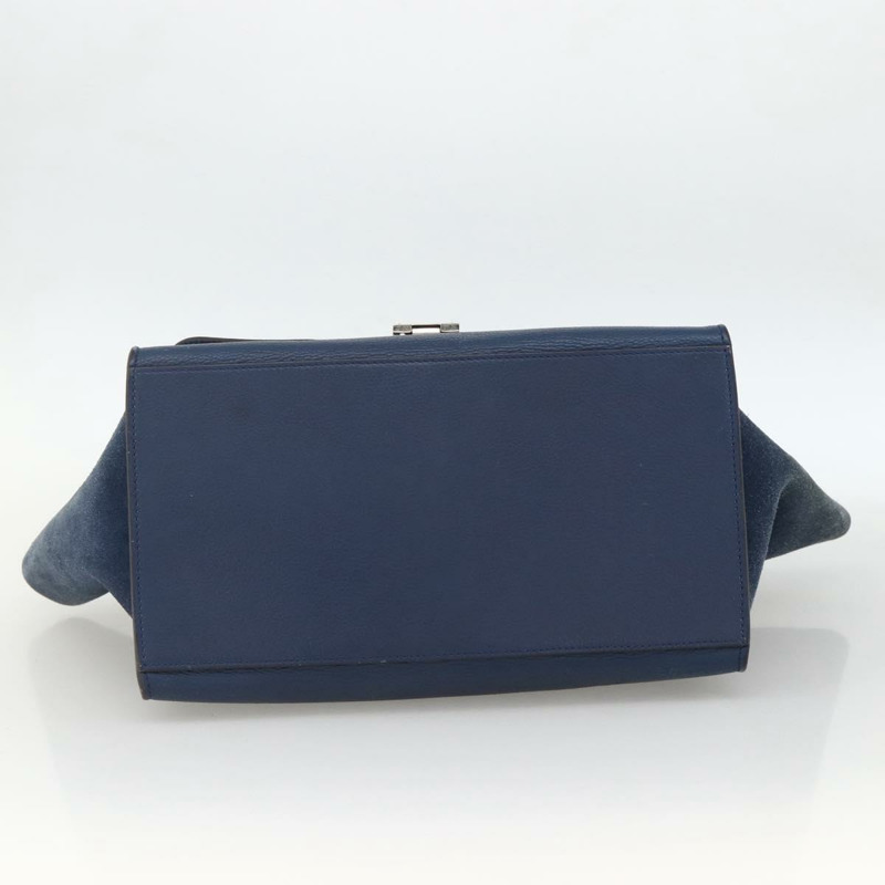 【日本直送】CELINE Trapeze 手提包 皮革 2way 藍色 銀色 正品 BA11785A-4
