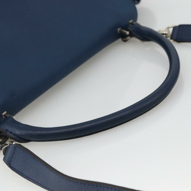 【日本直送】CELINE Trapeze 手提包 皮革 2way 藍色 銀色 正品 BA11785A-6