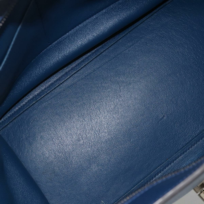 【日本直送】CELINE Trapeze 手提包 皮革 2way 藍色 銀色 正品 BA11785A-10