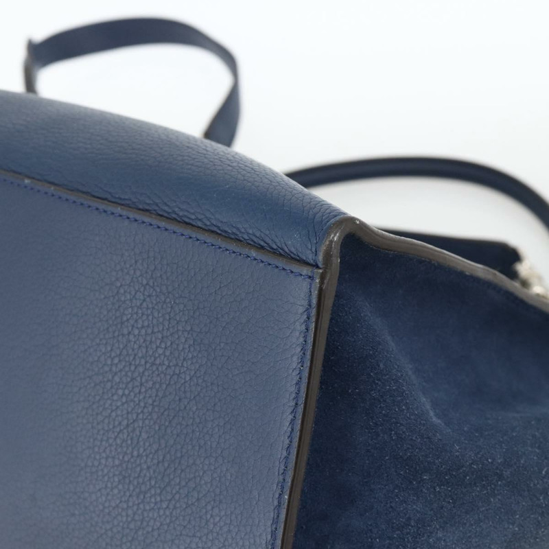【日本直送】CELINE Trapeze 手提包 皮革 2way 藍色 銀色 正品 BA11785A-16