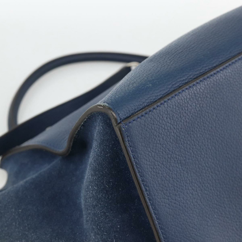 【日本直送】CELINE Trapeze 手提包 皮革 2way 藍色 銀色 正品 BA11785A-17