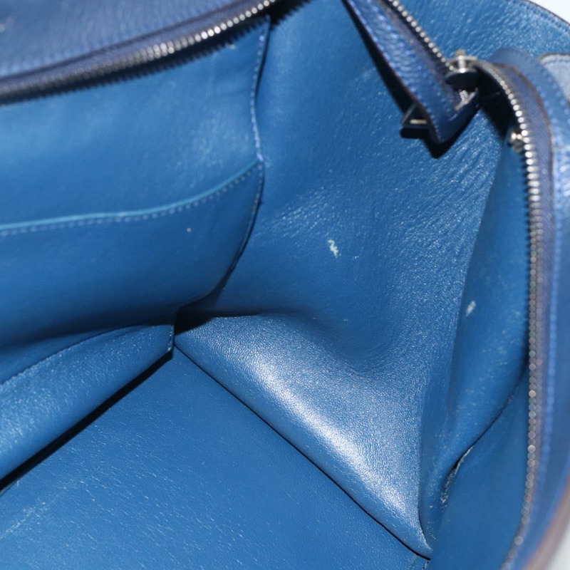 【日本直送】CELINE Trapeze 手提包 皮革 2way 藍色 銀色 正品 BA11785A-19