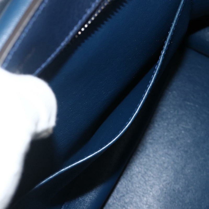 【日本直送】CELINE Trapeze 手提包 皮革 2way 藍色 銀色 正品 BA11785A-21