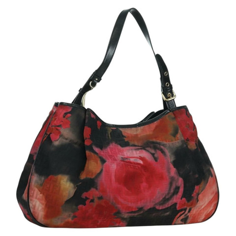 FENDI Zucchino帆布手提包 紅色金色 正品 BAZ791SAM