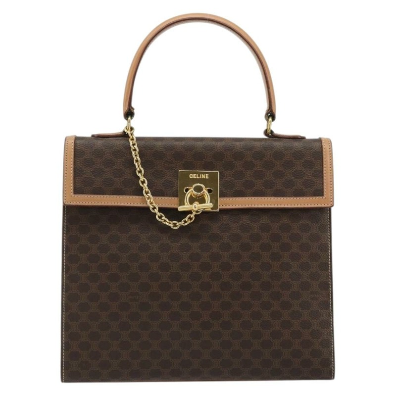 【日本直送】CELINE Macadam帆布手提包 PVC皮革 棕色金色 正品 INZ026A-12