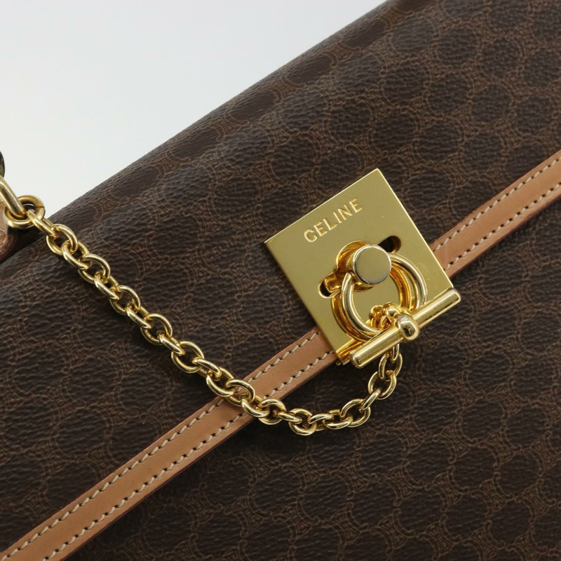 【日本直送】CELINE Macadam帆布手提包 PVC皮革 棕色金色 正品 INZ026A-16