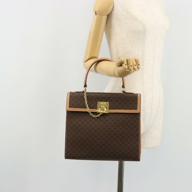 【日本直送】CELINE Macadam帆布手提包 PVC皮革 棕色金色 正品 INZ026A-22
