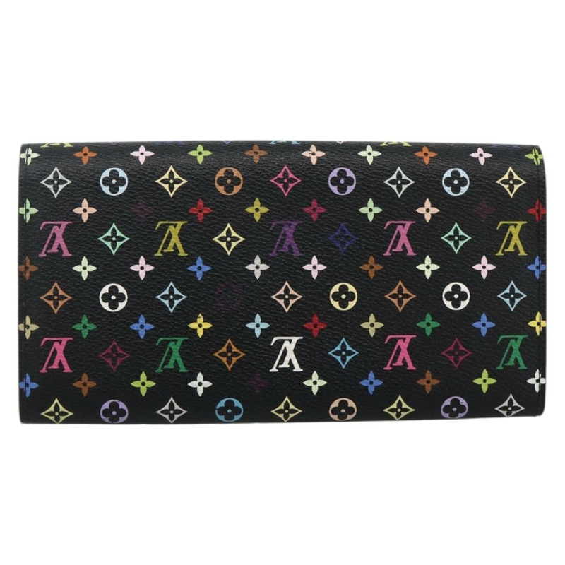 【日本直送】路易威登 (LOUIS VUITTON) 多色 Portefeiulle Sarah 錢包 黑色 M60668 LV Auth YKZ969V-1
