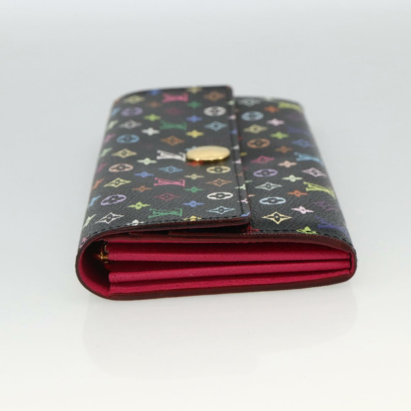 【日本直送】路易威登 (LOUIS VUITTON) 多色 Portefeiulle Sarah 錢包 黑色 M60668 LV Auth YKZ969V-2