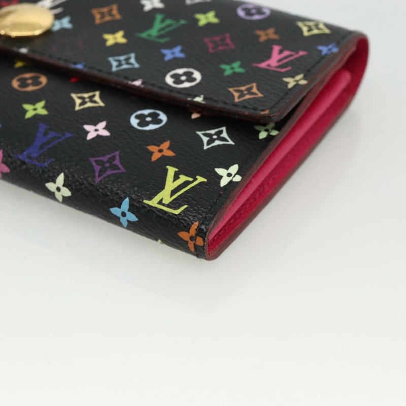 【日本直送】路易威登 (LOUIS VUITTON) 多色 Portefeiulle Sarah 錢包 黑色 M60668 LV Auth YKZ969V-6