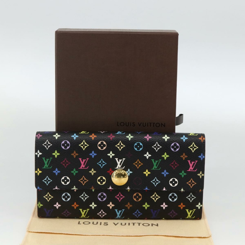 【日本直送】路易威登 (LOUIS VUITTON) 多色 Portefeiulle Sarah 錢包 黑色 M60668 LV Auth YKZ969V-11
