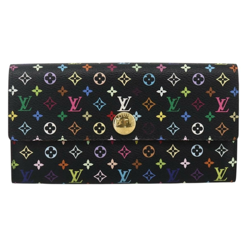 【日本直送】路易威登 (LOUIS VUITTON) 多色 Portefeiulle Sarah 錢包 黑色 M60668 LV Auth YKZ969V-12