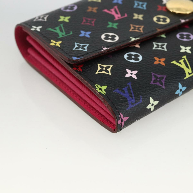 【日本直送】路易威登 (LOUIS VUITTON) 多色 Portefeiulle Sarah 錢包 黑色 M60668 LV Auth YKZ969V-13
