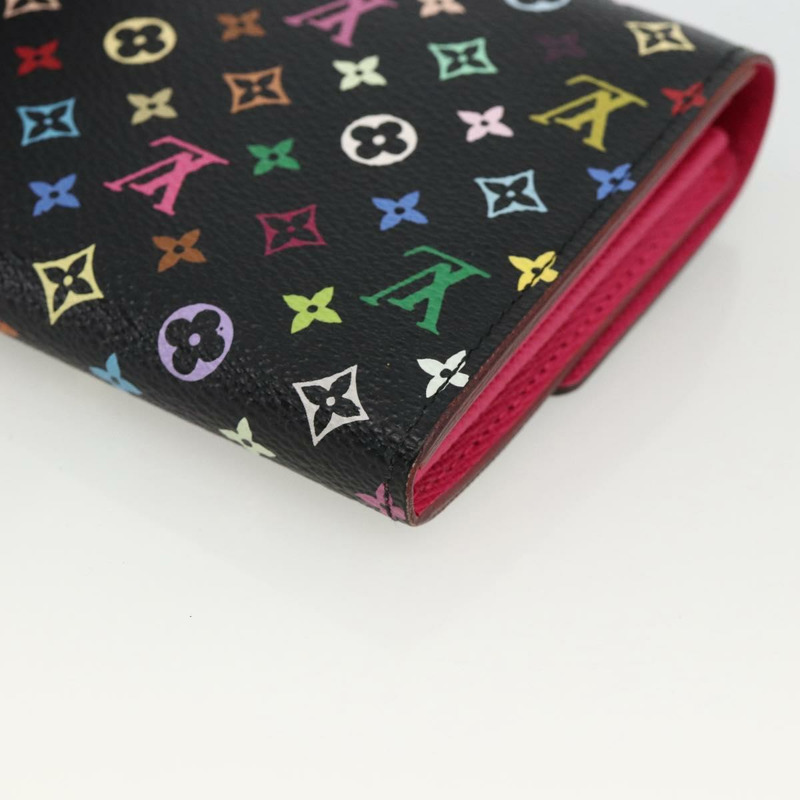 【日本直送】路易威登 (LOUIS VUITTON) 多色 Portefeiulle Sarah 錢包 黑色 M60668 LV Auth YKZ969V-14
