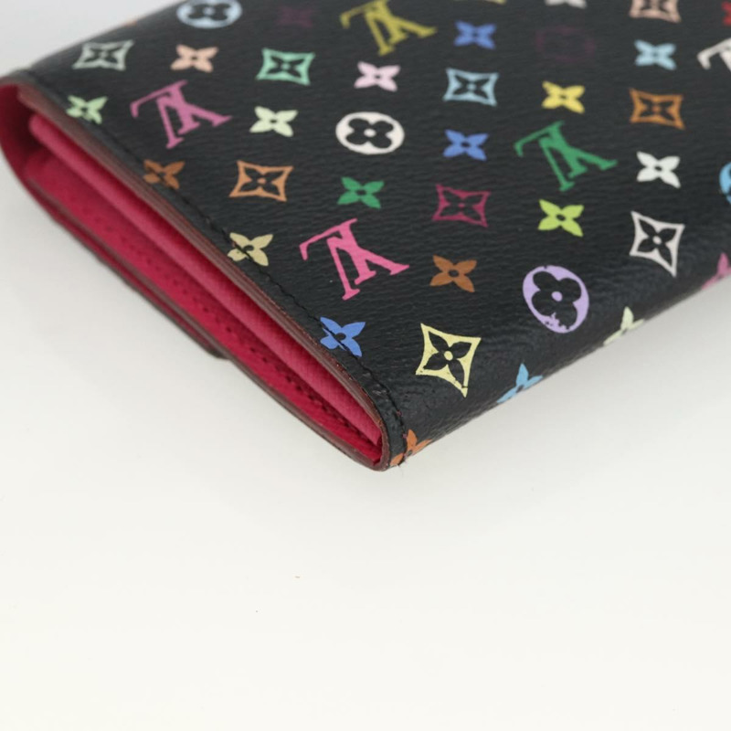 【日本直送】路易威登 (LOUIS VUITTON) 多色 Portefeiulle Sarah 錢包 黑色 M60668 LV Auth YKZ969V-15
