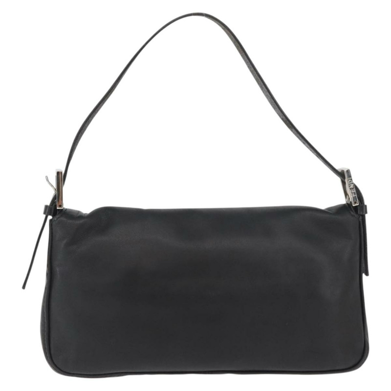 【日本直送】FENDI Mamma Baguette 肩背包 皮革 黑色 銀色 正品 am11278SAV-1