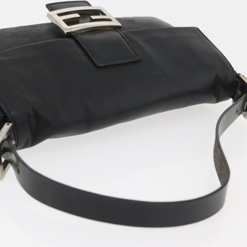 【日本直送】FENDI Mamma Baguette 肩背包 皮革 黑色 銀色 正品 am11278SAV-5