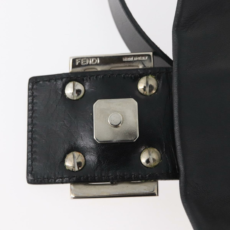 【日本直送】FENDI Mamma Baguette 肩背包 皮革 黑色 銀色 正品 am11278SAV-8