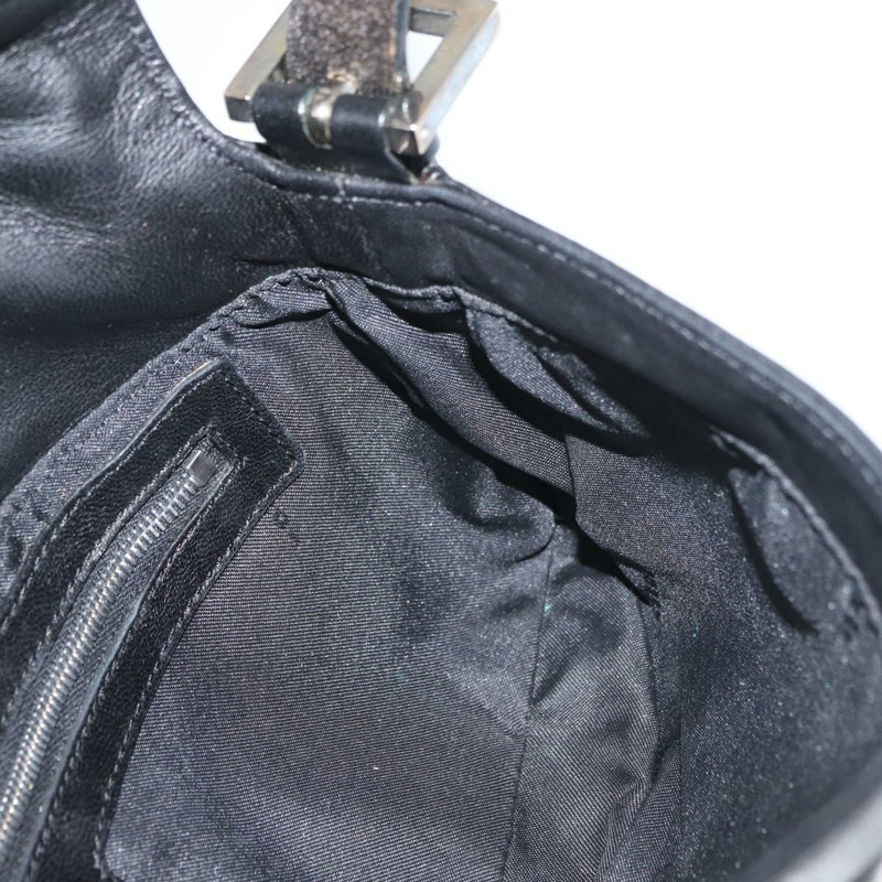 【日本直送】FENDI Mamma Baguette 肩背包 皮革 黑色 銀色 正品 am11278SAV-22