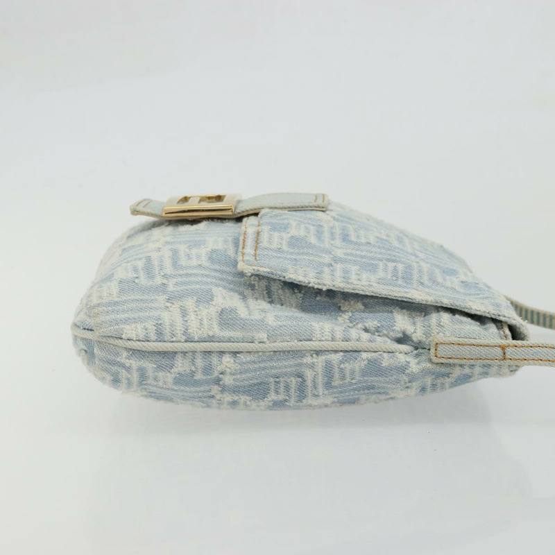 【日本直送】FENDI Zucca帆布Mamma Baguette單肩包 藍金 正品 YKZ1096V-2