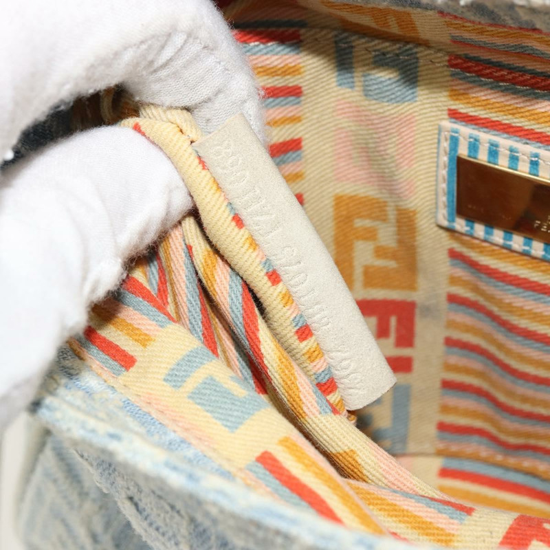 【日本直送】FENDI Zucca帆布Mamma Baguette單肩包 藍金 正品 YKZ1096V-10