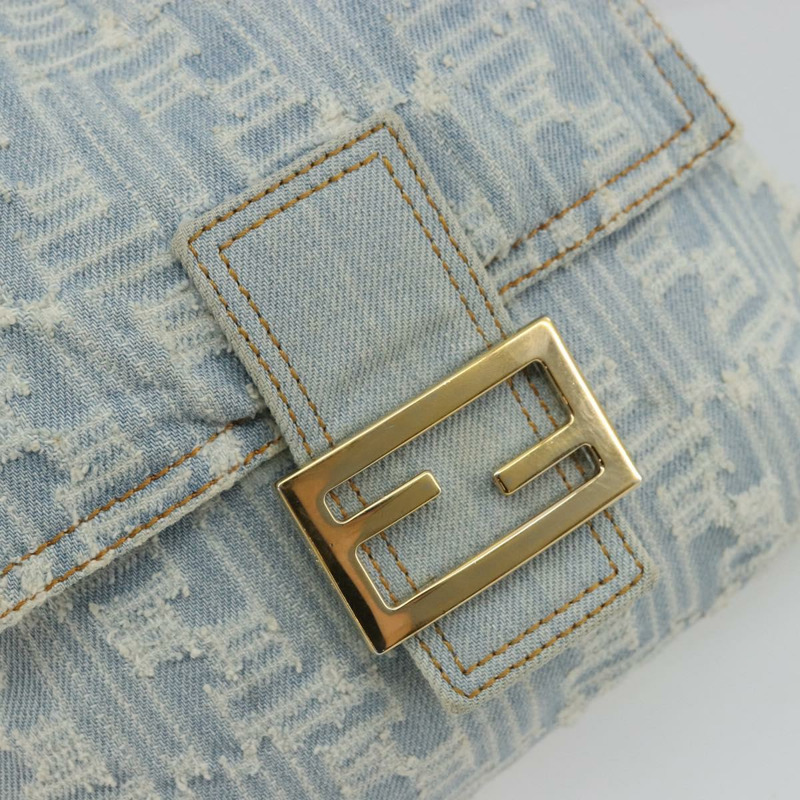 【日本直送】FENDI Zucca帆布Mamma Baguette單肩包 藍金 正品 YKZ1096V-17